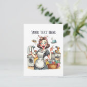 Retro  Lady Tekst toevoegen Briefkaart (Staand voorkant)