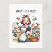 Retro  Lady Tekst toevoegen Briefkaart (Voorkant)