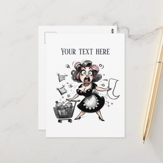 Retro Lady Tekst toevoegen Briefkaart (Voorkant / Achterkant in situ)