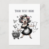 Retro Lady Tekst toevoegen Briefkaart (Voorkant)
