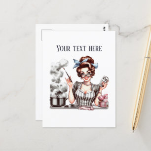 Retro Lady Tekst toevoegen Briefkaart