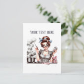 Retro Lady Tekst toevoegen Briefkaart (Staand voorkant)