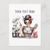 Retro Lady Tekst toevoegen Briefkaart (Voorkant)