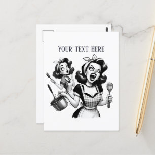 Retro Lady Tekst toevoegen Briefkaart