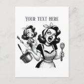 Retro Lady Tekst toevoegen Briefkaart (Voorkant)