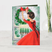 Retro  Lady Tekstkaart toevoegen Feestdagen Kaart (Voorkant)