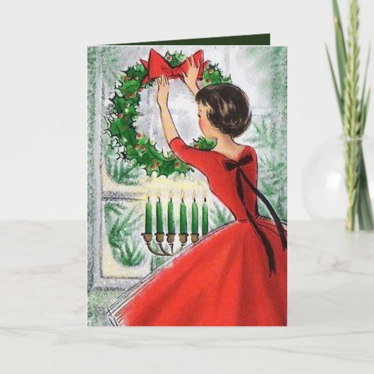 Retro  Lady Tekstkaart toevoegen Feestdagen Kaart (Voorkant)