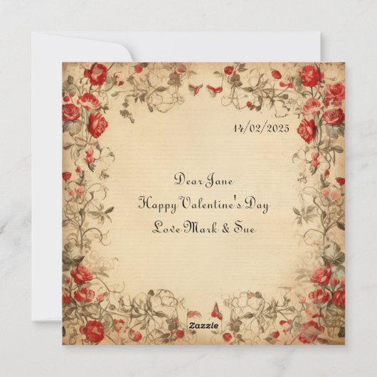 Retro Lady Valentijn Flat Holiday Kaart (Achterkant)