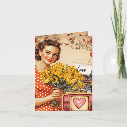  Retro Lady Valentijn Flat Holiday Kaart (Voorkant)