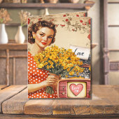  Retro Lady Valentijn Flat Holiday Kaart