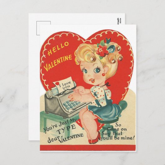 Retro  Lady Valentijn Holiday briefkaart (Voorkant / Achterkant)