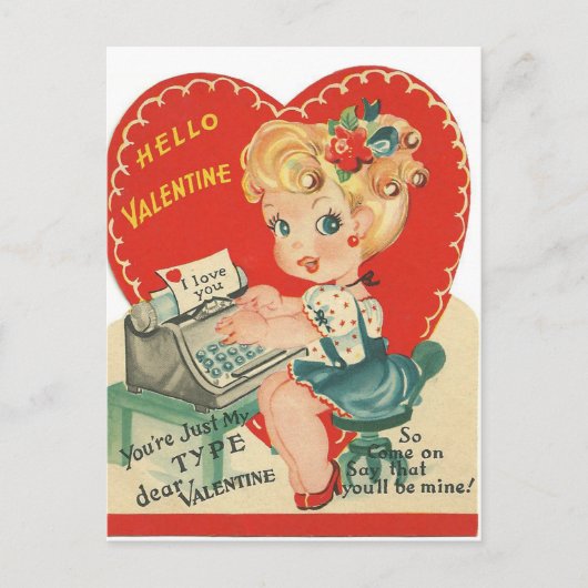 Retro  Lady Valentijn Holiday briefkaart (Voorkant)