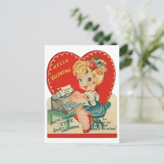 Retro  Lady Valentijn Vakantie Briefkaart (Staand voorkant)