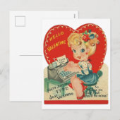 Retro  Lady Valentijn Vakantie Briefkaart (Voorkant / Achterkant)