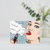 Retro Lady Vaping Briefkaart (Staand voorkant)