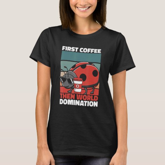 Retro Ladybug Coffee Sunglasses   Entomology Vinta T-shirt (Voorkant)