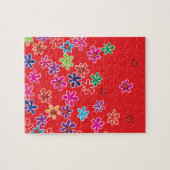 Retro Ladybugs en bloemen Legpuzzel (Horizontaal)