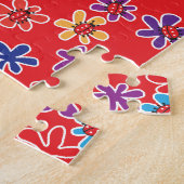 Retro Ladybugs en bloemen Legpuzzel (Zijkant)