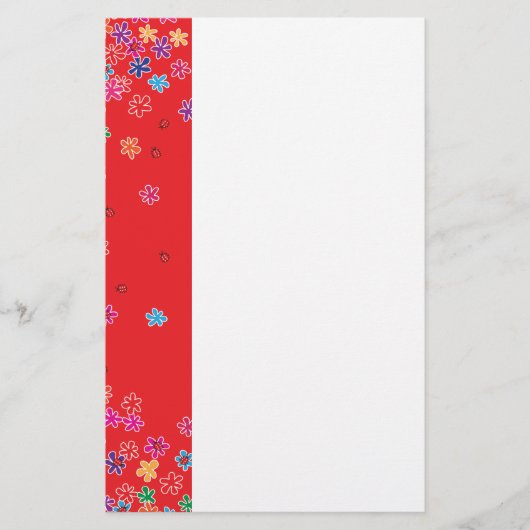 Retro Ladybugs en Flowers Briefpapier (Voorkant)
