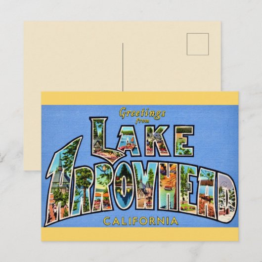 Retro Lake Arrowhead Briefkaart (Voorkant / Achterkant)