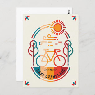 Retro Lake Champlain fietspad Briefkaart