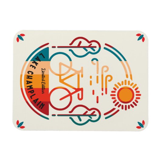 Retro Lake Champlain fietspad Magneet (Horizontaal)