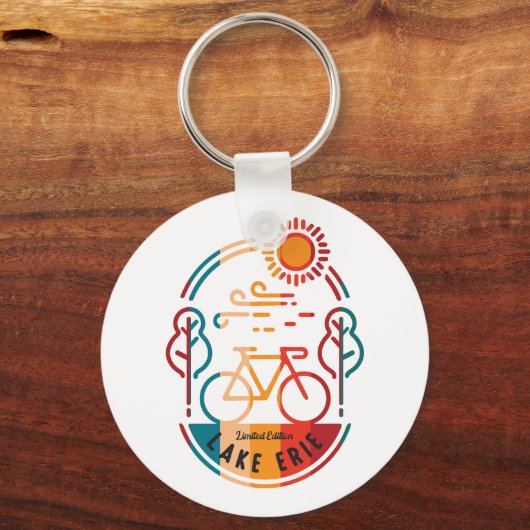 Retro Lake Erie fietspad Sleutelhanger (Achterkant)