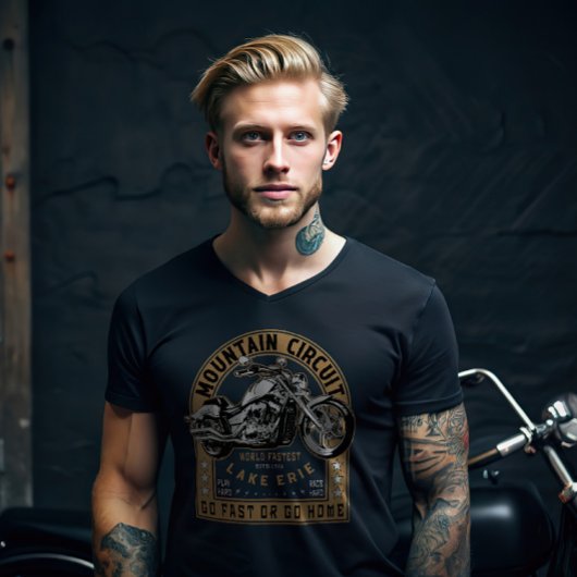 Retro Lake Erie Motorcycle T-shirt