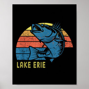 Retro Lake Erie Walleye Visserij Shirt Lake Erie Z Poster