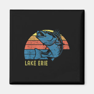 Retro Lake Erie Walleye Vissershemd Lake Erie Zo Magneet