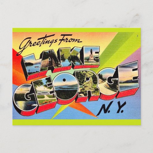 Retro Lake George Ansichtkaart Briefkaart (Voorkant)