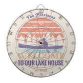 Retro Lake House Familienaam Dartbord (Voorkant)