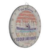 Retro Lake House Familienaam Dartbord (Voorkant Links)