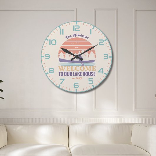 Retro Lake House Familienaam Grote Klok