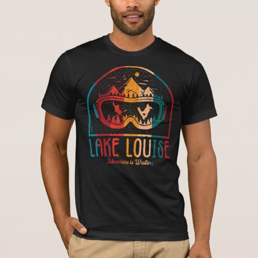 Retro Lake Louise Ski Sunset T-shirt (Voorkant)