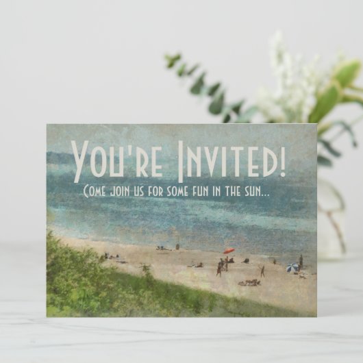 Retro Lake Michigan Beach Party Kaart (Staand voorkant)