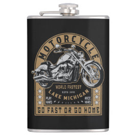 Retro Lake Michigan Motorcycle Heupfles