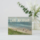 Retro Lake Michigan Shoreline Beach Briefkaart (Staand voorkant)