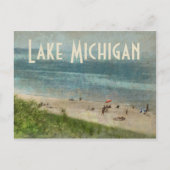 Retro Lake Michigan Shoreline Beach Briefkaart (Voorkant)