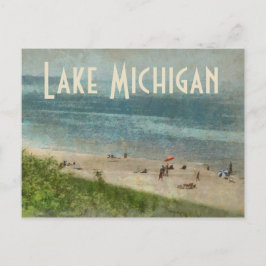 Retro Lake Michigan Shoreline Beach Briefkaart