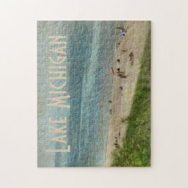 Retro Lake Michigan Shoreline Beach Foto Puzzle Legpuzzel