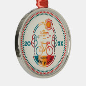 Retro Lake Placid Fietsroute Metalen Ornament (Rechts)