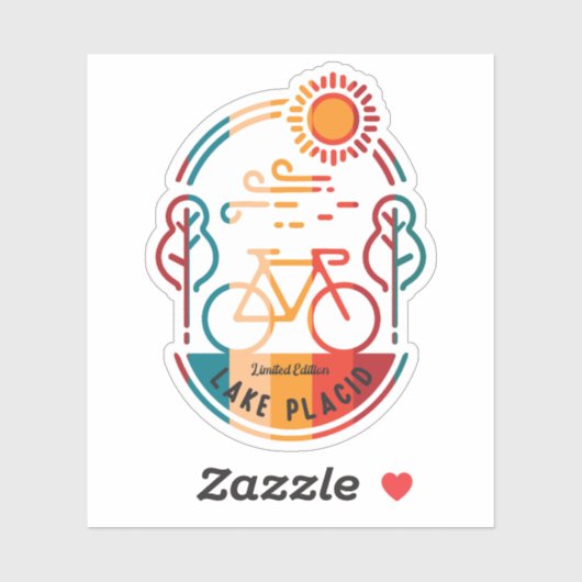 Retro Lake Placid Fietsroute Sticker (Vel)