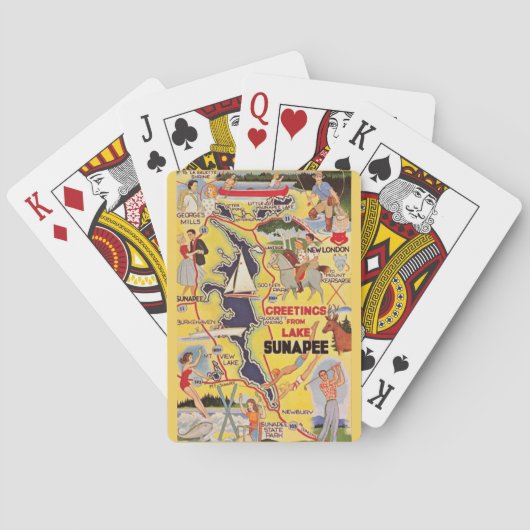 Retro Lake Sunapee NH speelkaarten (Achterkant)