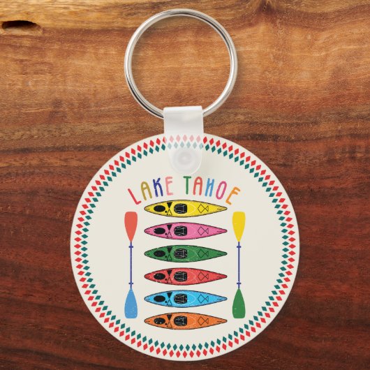 Retro Lake Tahoe kajakken Sleutelhanger (Achterkant)