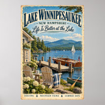 Retro Lake Winnipesaukee New Hampshire Reizen