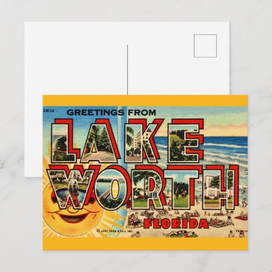 Retro Lake Worth Florida Briefkaart (Voorkant / Achterkant)