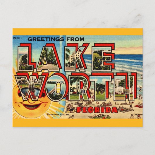 Retro Lake Worth Florida Briefkaart (Voorkant)