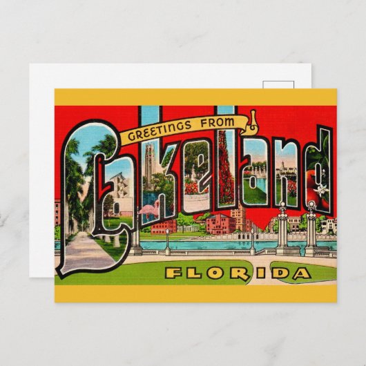 Retro Lakeland Florida Briefkaart (Voorkant / Achterkant)