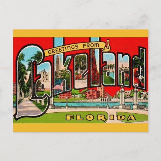 Retro Lakeland Florida Briefkaart (Voorkant)